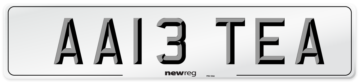 AA13 TEA Number Plate from New Reg